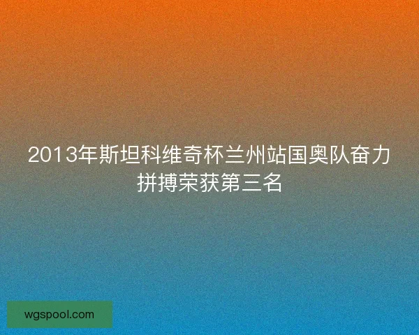 2013年斯坦科维奇杯兰州站国奥队奋力拼搏荣获第三名